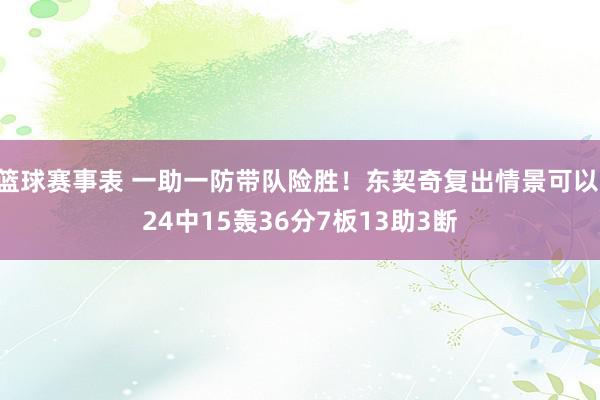 篮球赛事表 一助一防带队险胜！东契奇复出情景可以 24中15轰36分7板13助3断