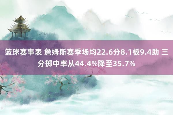 篮球赛事表 詹姆斯赛季场均22.6分8.1板9.4助 三分掷中率从44.4%降至35.7%