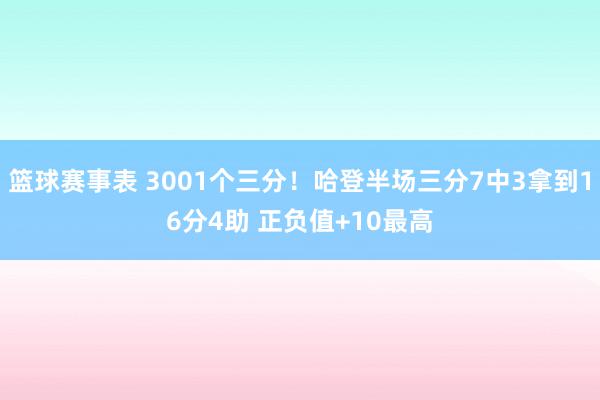 篮球赛事表 3001个三分！哈登半场三分7中3拿到16分4助 正负值+10最高