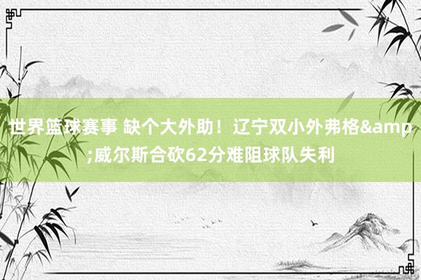 世界篮球赛事 缺个大外助！辽宁双小外弗格&威尔斯合砍62分难阻球队失利