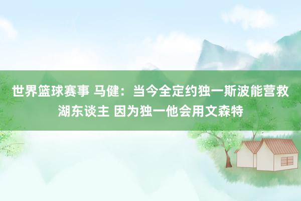 世界篮球赛事 马健：当今全定约独一斯波能营救湖东谈主 因为独一他会用文森特