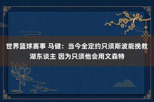 世界篮球赛事 马健：当今全定约只须斯波能挽救湖东谈主 因为只须他会用文森特