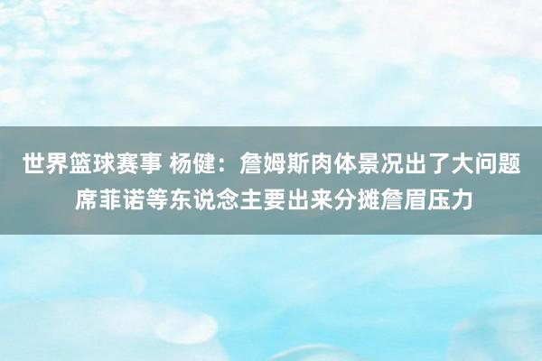 世界篮球赛事 杨健：詹姆斯肉体景况出了大问题 席菲诺等东说念主要出来分摊詹眉压力