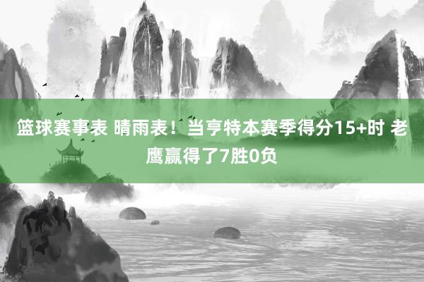 篮球赛事表 晴雨表！当亨特本赛季得分15+时 老鹰赢得了7胜0负