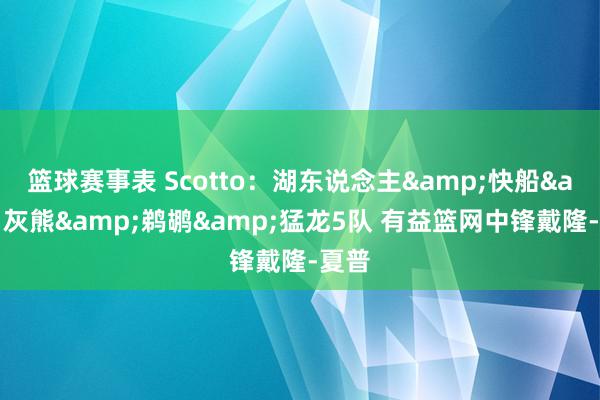 篮球赛事表 Scotto：湖东说念主&快船&灰熊&鹈鹕&猛龙5队 有益篮网中锋戴隆-夏普