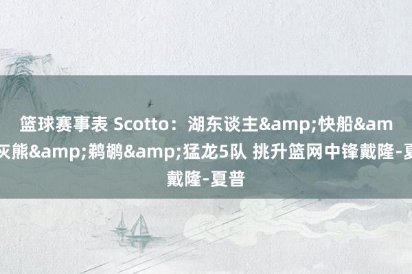 篮球赛事表 Scotto：湖东谈主&快船&灰熊&鹈鹕&猛龙5队 挑升篮网中锋戴隆-夏普