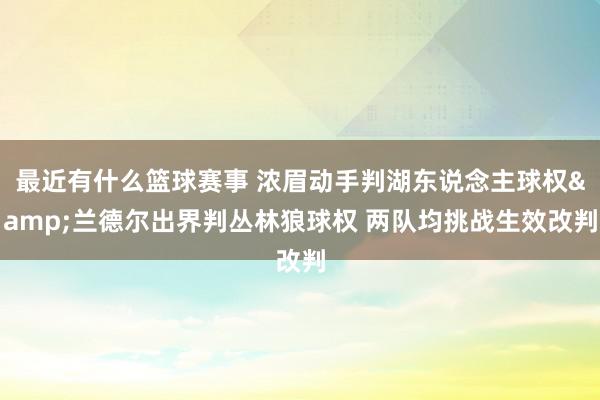 最近有什么篮球赛事 浓眉动手判湖东说念主球权&兰德尔出界判丛林狼球权 两队均挑战生效改判